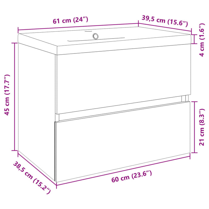 Set mobilier de baie, 2 piese, ceramică și lemn prelucrat