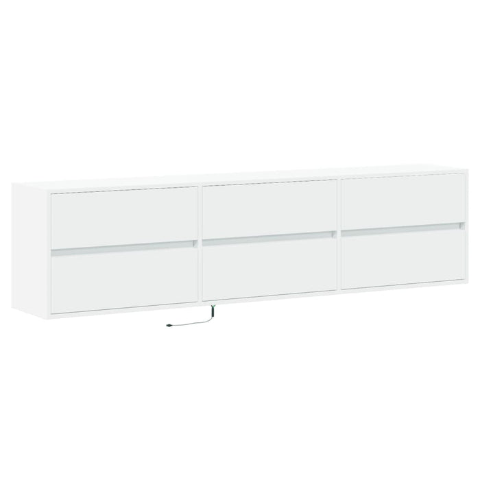 Comodă TV de perete cu lumini LED, alb, 180x31x45 cm