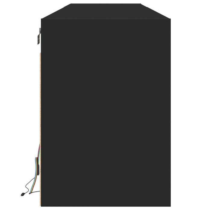 Dulap TV de perete cu lumini LED, negru, 180x31x45 cm