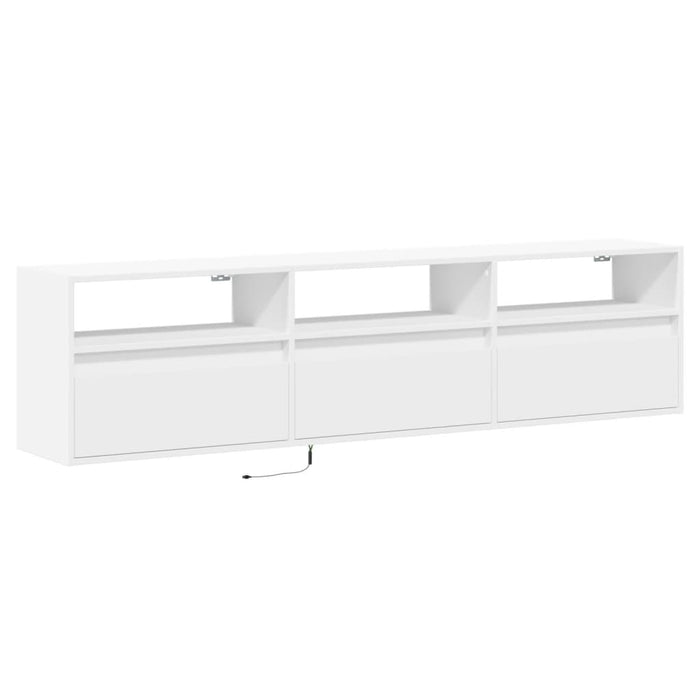 Comodă TV de perete cu lumini LED, alb, 180x31x45 cm