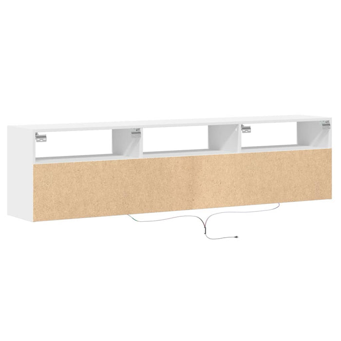 Comodă TV de perete cu lumini LED, alb, 180x31x45 cm