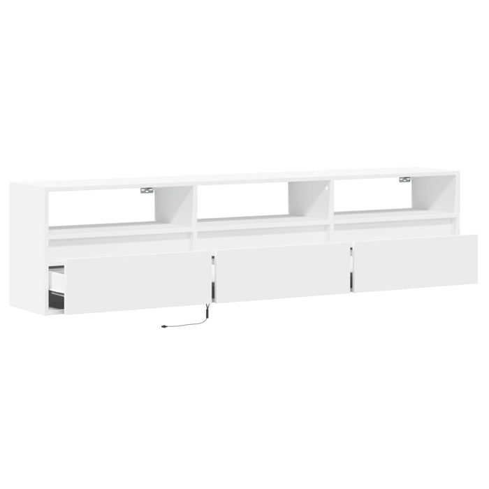 Comodă TV de perete cu lumini LED, alb, 180x31x45 cm