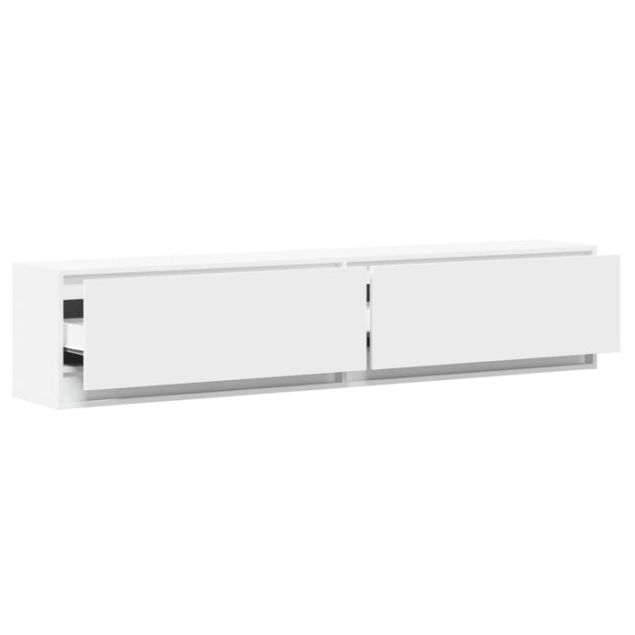 Comodă TV de perete cu lumini LED, alb, 180x31x38 cm