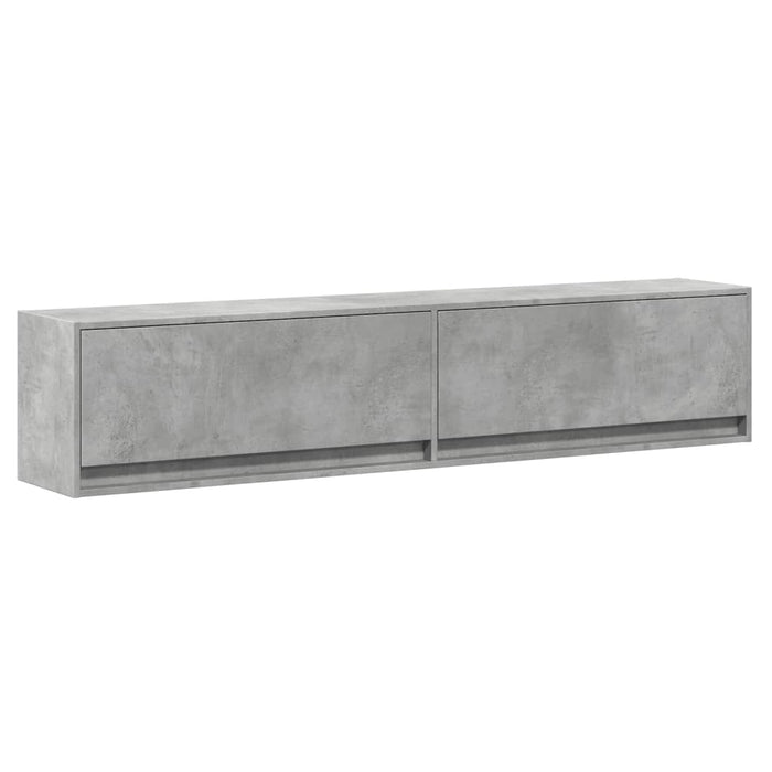 Comodă TV de perete cu lumini LED, gri beton, 180x31x38 cm