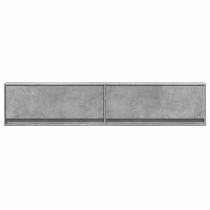 Comodă TV de perete cu lumini LED, gri beton, 180x31x38 cm