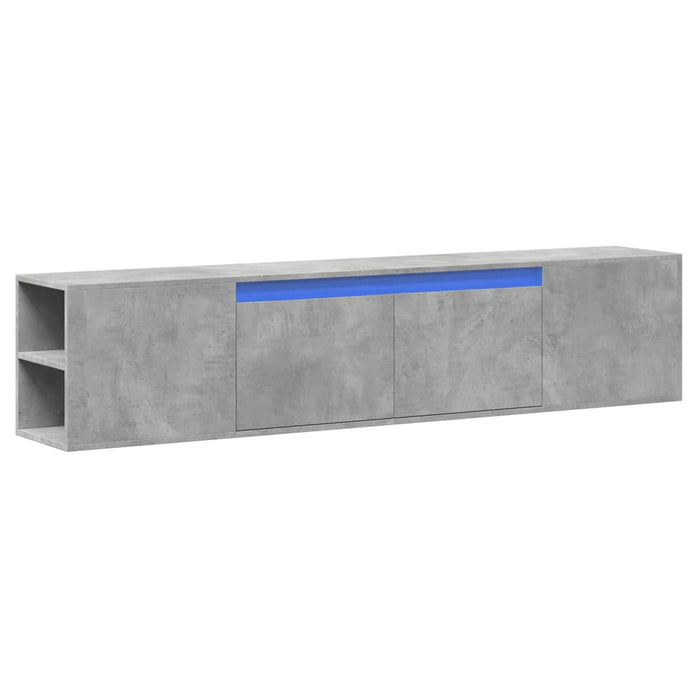 Comodă TV de perete cu lumini LED, gri beton, 180x31x39,5 cm