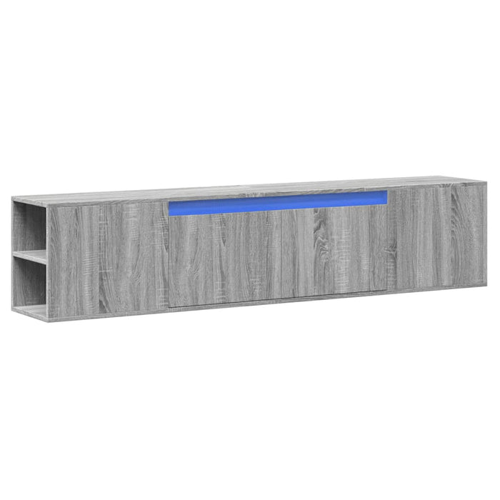 Comodă TV de perete cu lumini LED, gri sonoma, 180x31x39,5 cm