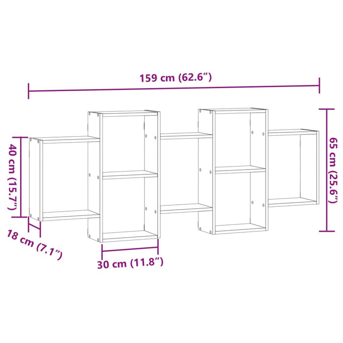 Raft de perete, alb, 159x18x65 cm, lemn prelucrat