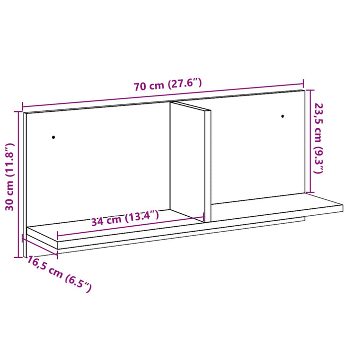 Dulap de perete, alb, 70x16,5x30 cm, lemn prelucrat