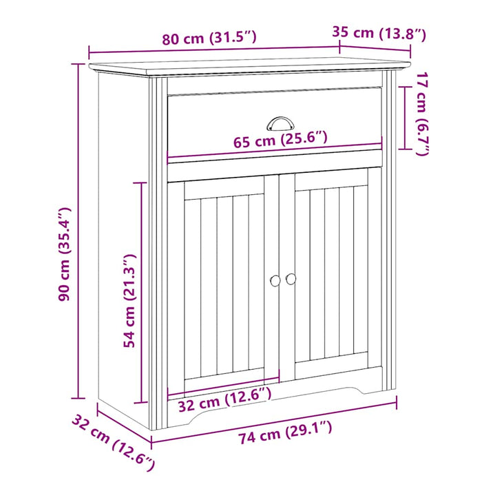 Dulap de hol „BODO” Alb 80x35x90 cm