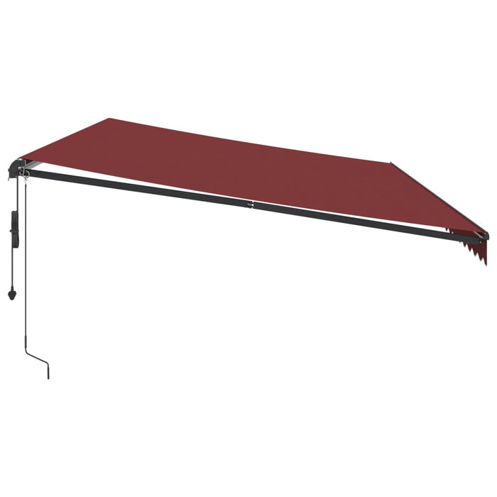 Copertina retractabilă automat cu LED-uri, vișiniu, 600x300 cm