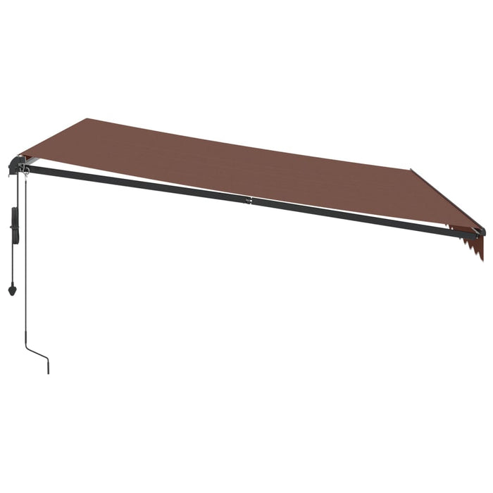 Copertina retractabilă automat cu LED-uri, maro, 400x300 cm