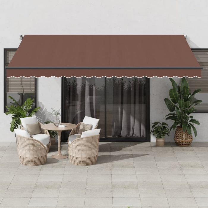 Copertina retractabilă automat cu LED-uri, maro, 450x300 cm