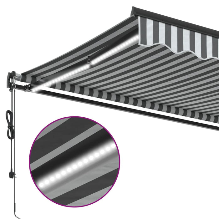 Copertină retractabilă automat cu LED, antracit/alb, 400x300 cm