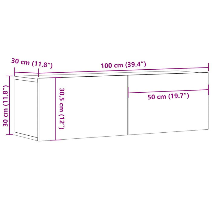 Dulap TV de perete, lemn vechi, 100x30x30 cm, lemn prelucrat