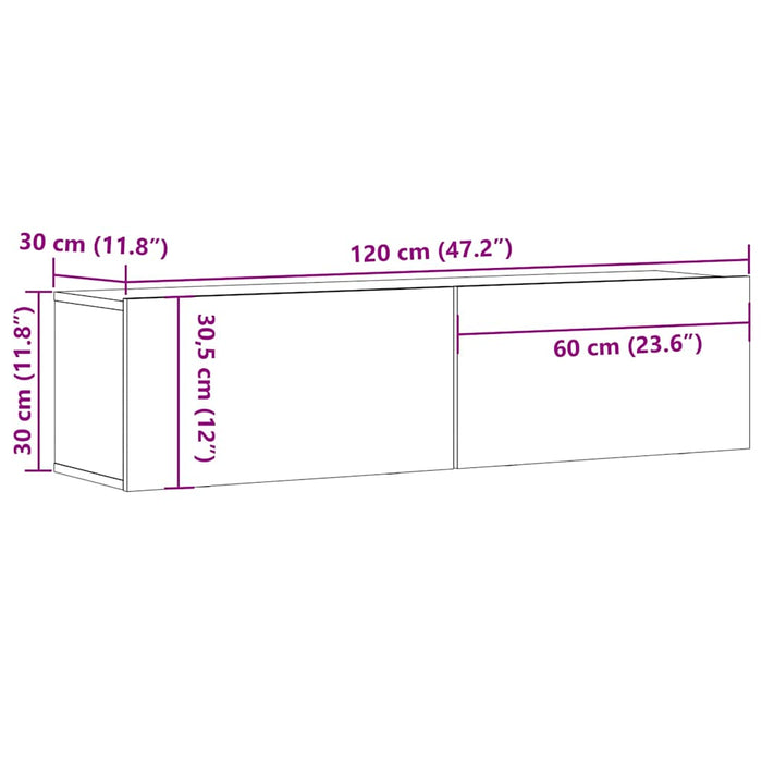 Dulap TV de perete, lemn vechi, 120x30x30 cm, lemn prelucrat