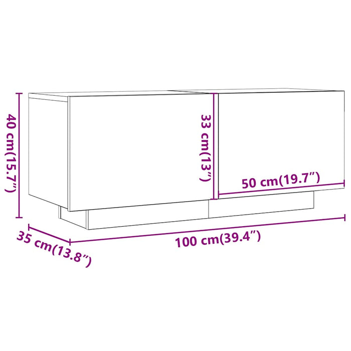 Dulap TV cu lumini LED lemn vechi 100x35x40 cm lemn prelucrat