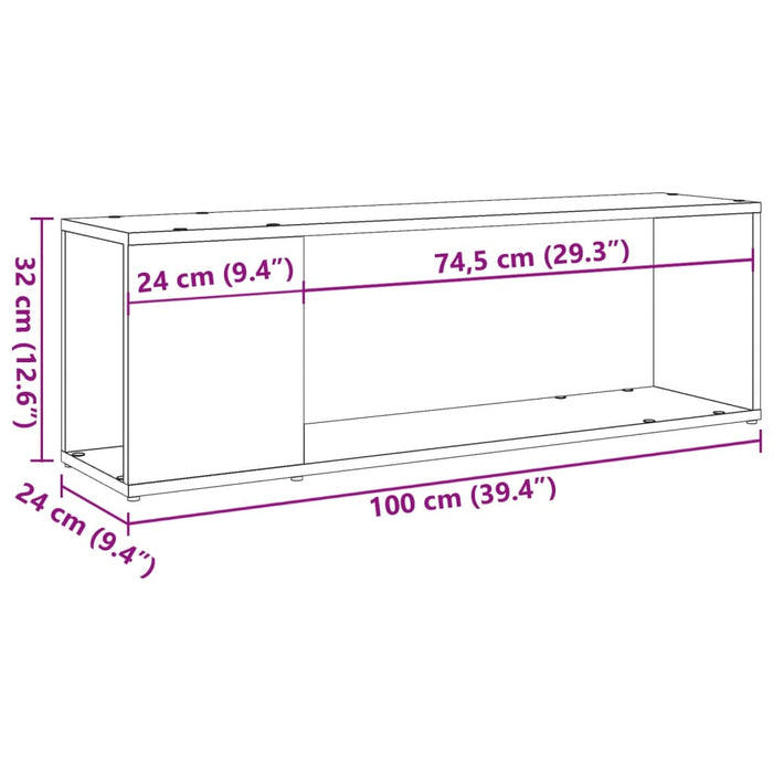 Comodă TV, stejar artizanal, 100x24x32 cm, lemn prelucrat