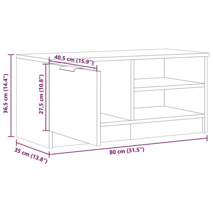 Comodă TV, stejar artizanal,80x35x36,5 cm, lemn prelucrat