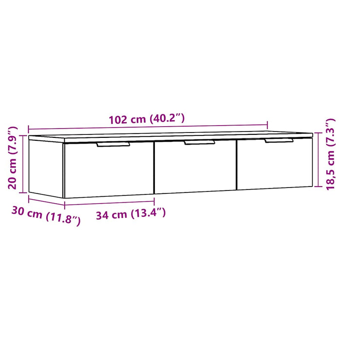 Dulap de perete, Lemn vechi, 102x30x20 cm, lemn prelucrat