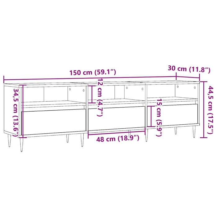 Comodă TV, lemn vechi, 150x30x44,5 cm, lemn prelucrat