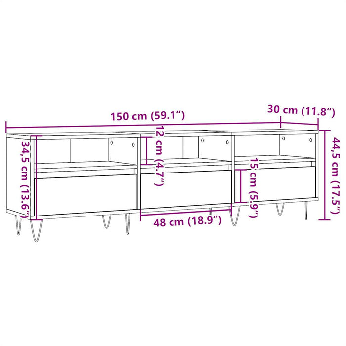 Comodă TV, lemn vechi, 150x30x44,5 cm, lemn prelucrat