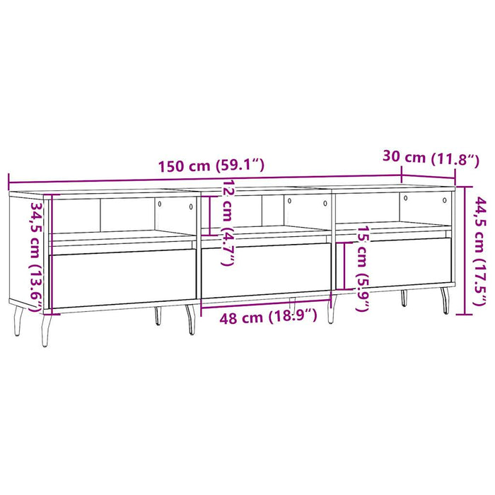 Comodă TV, lemn vechi, 150x30x44,5 cm, lemn prelucrat