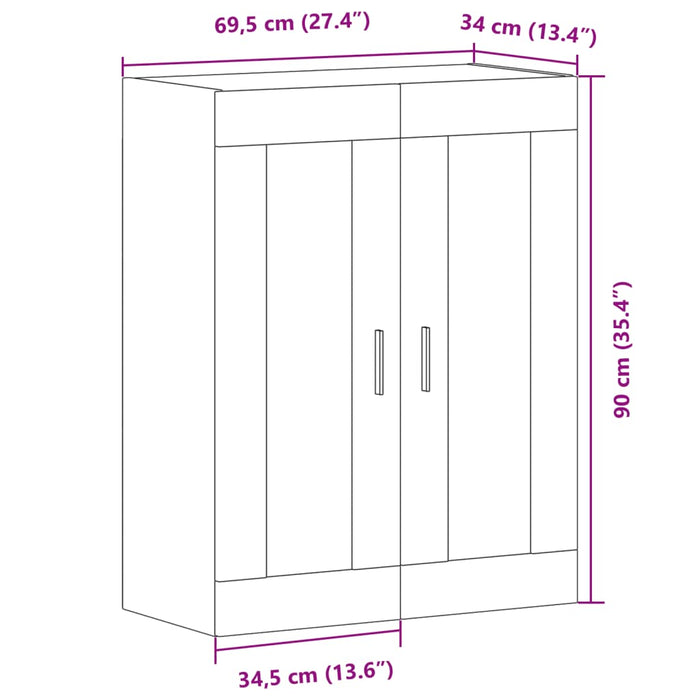 Dulap montat pe perete lemn vechi 69,5x34x90 cm lemn prelucrat