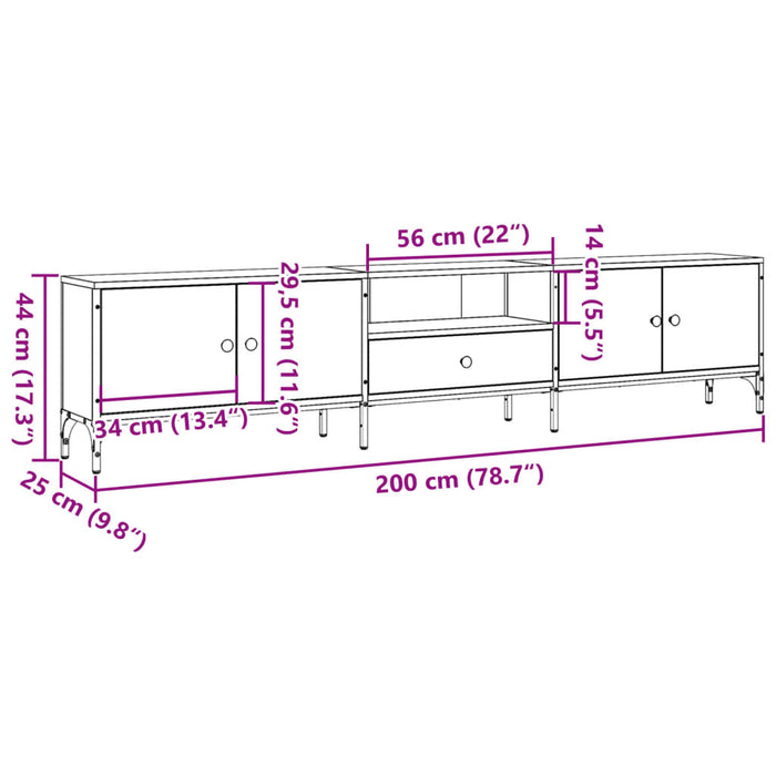 Dulap TV cu sertar stejar artizanal 200x25x44 cm lemn prelucrat