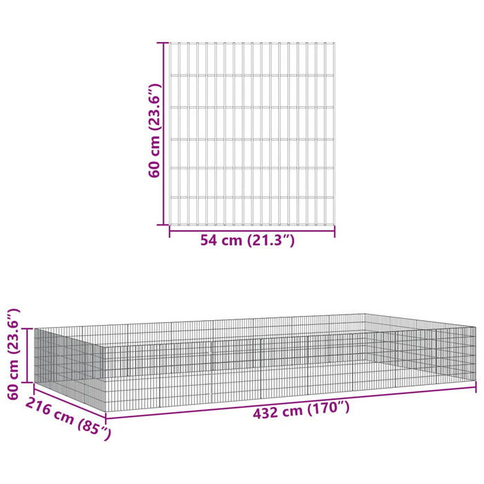 Adăpost pentru animale cu 24 panouri, 54x60 cm, fier galvanizat