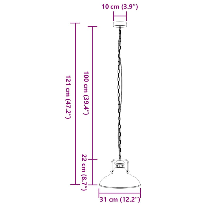 Lampă suspendată E27 Negru Ø 31 cm Fier