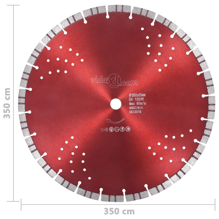 Disc diamantat de tăiere cu segmente turbo și găuri oțel 350 mm