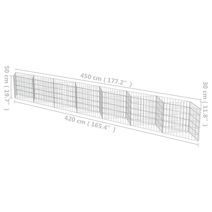 Gabion perete, oțel galvanizat, 450 x 30 x 50 cm , 7 - homenest.ro