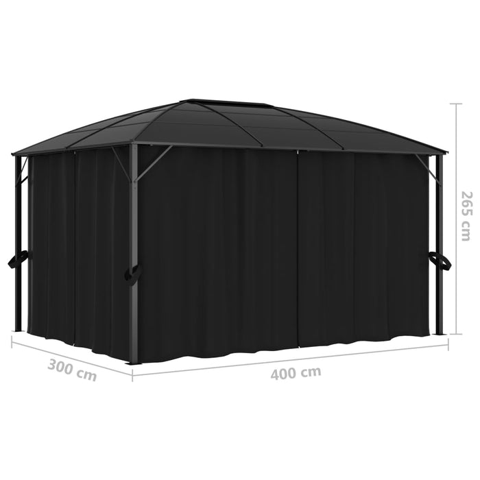 Pavilion cu perdele, antracit, 400 x 300 x 265 cm , 10 - homenest.ro