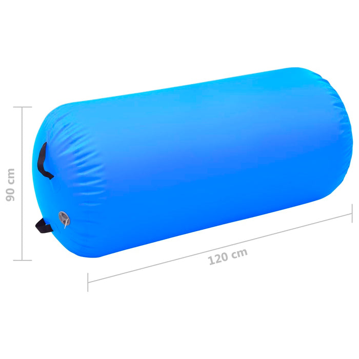 Rulou de gimnastică gonflabil cu pompă, albastru, 120x90 cm PVC (8618799071576)
