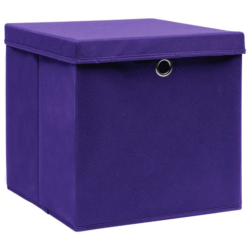 Cutii depozitare cu capace, 10 buc., violet, 28x28x28 cm , 1 - homenest.ro