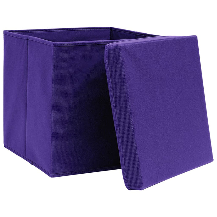 Cutii depozitare cu capace, 10 buc., violet, 28x28x28 cm , 4 - homenest.ro