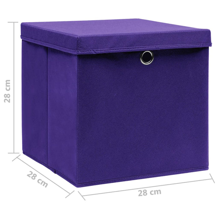 Cutii depozitare cu capace, 10 buc., violet, 28x28x28 cm , 6 - homenest.ro