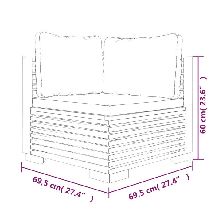 Set mobilier grădină cu perne, 6 piese, lemn masiv de tec , 9 - homenest.ro