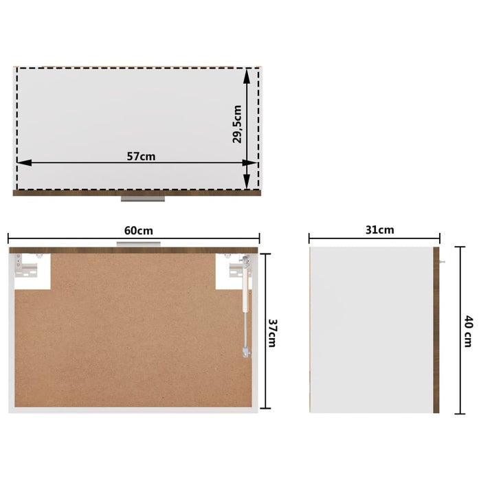 Dulap suspendat, stejar maro, 60x31x40 cm, lemn prelucrat , 9 - homenest.ro