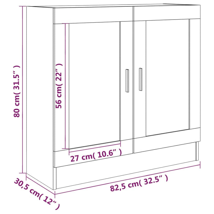 Dulap cu vitrină, gri sonoma, 82,5x30,5x80 cm, lemn prelucrat , 9 - homenest.ro