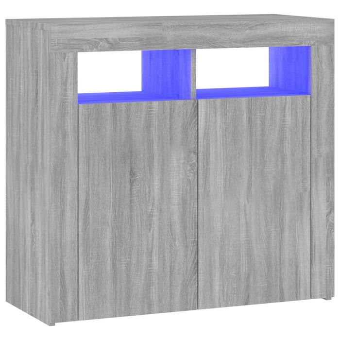 Servantă cu lumini LED, gri sonoma, 80x35x75 cm , 2 - homenest.ro