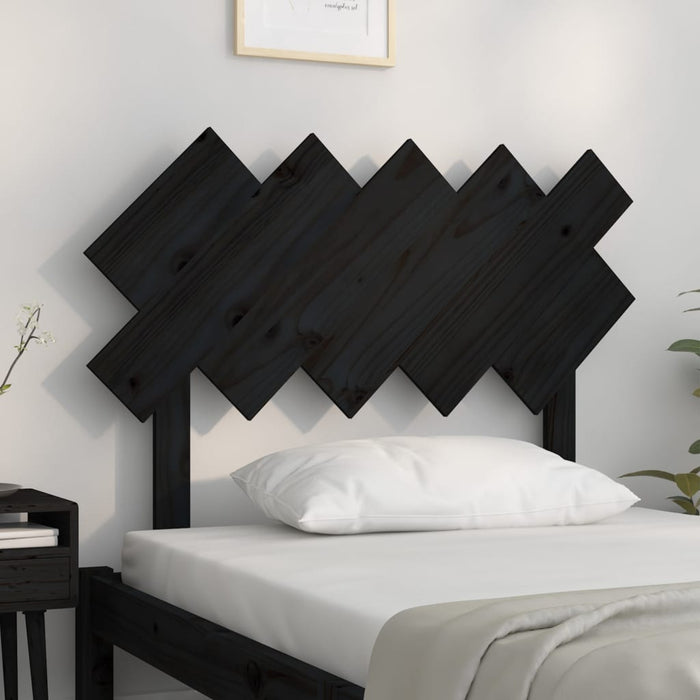 Tăblie de pat, negru, 104x3x80,5 cm, lemn masiv de pin , 3 - homenest.ro