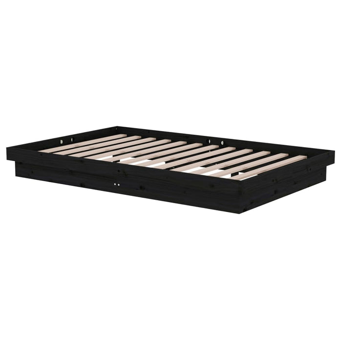 Cadru de pat mic dublu 4FT, negru, 120x190 cm, lemn masiv , 4 - homenest.ro