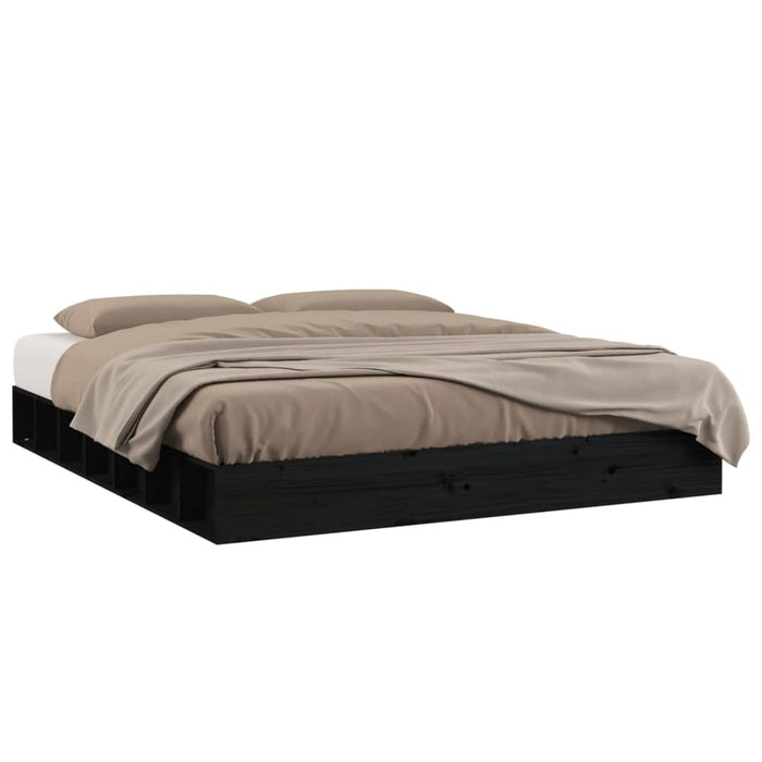 Cadru de pat, negru, 120x200 cm, lemn masiv , 2 - homenest.ro