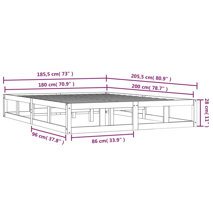 Cadru de pat Super King 6FT, negru, 180x200 cm, lemn masiv , 9 - homenest.ro