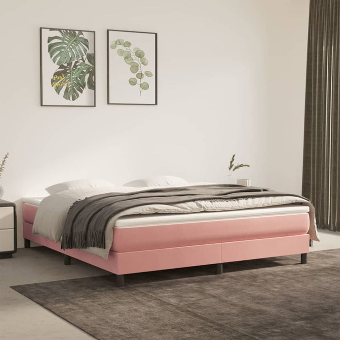 Cadru de pat box spring, roz, 180x200 cm, catifea , 1 - homenest.ro