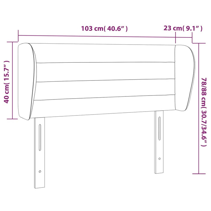 Tăblie de pat cu aripioare crem 103x23x78/88 cm textil , 9 - homenest.ro