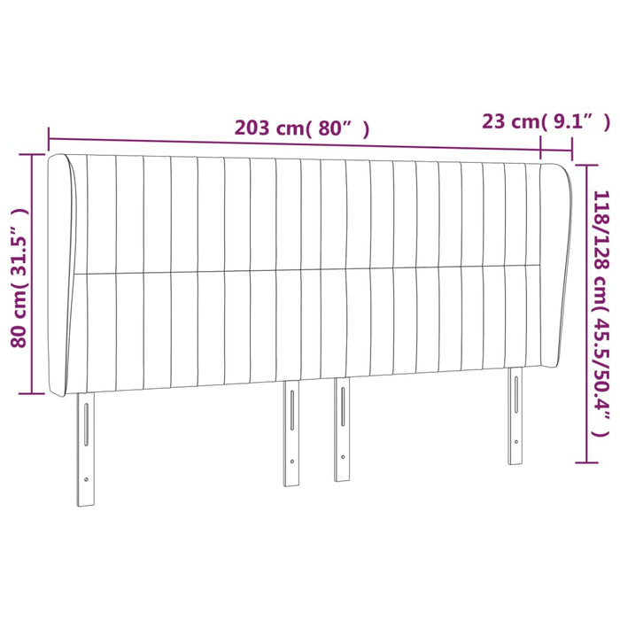 Tăblie de pat cu aripioare, negru, 203x23x118/128 cm, catifea , 9 - homenest.ro