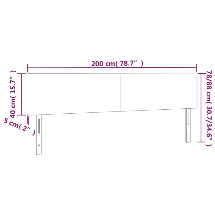 Tăblie de pat cu LED, gri deschis, 200x5x78/88 cm, catifea , 6 - homenest.ro